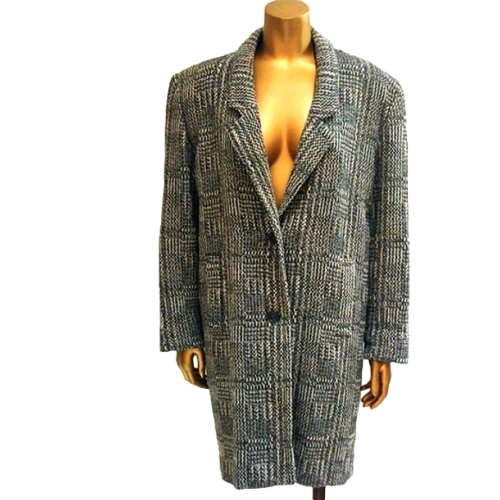 Womens Notched Lapel Gray OverCoat Winter Wool Blend Coat Jacket Midi Tr…